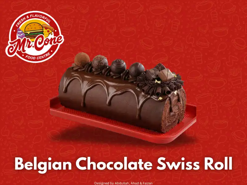 Belgian Chocolate Swiss Roll slice or full at Mr Cone
