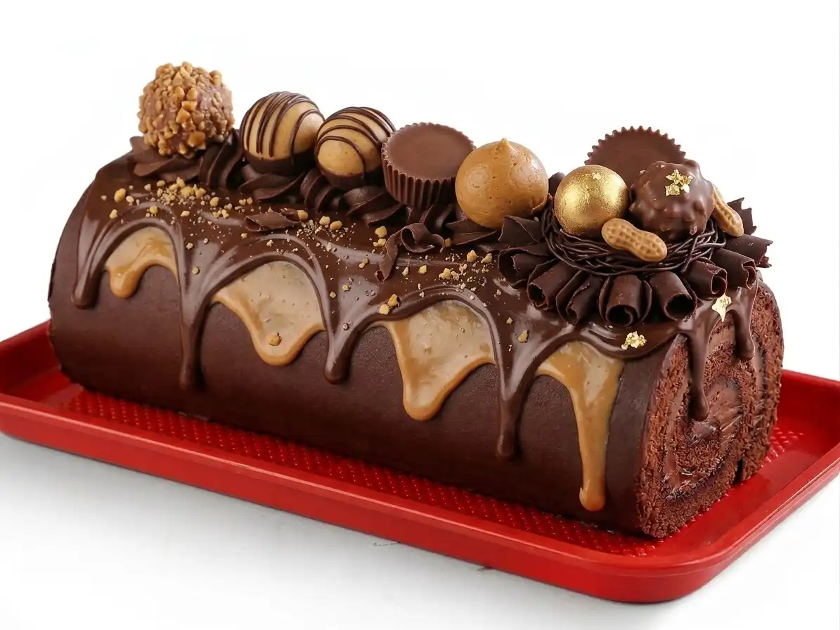 Chocolate Peanut Butter Swiss Roll