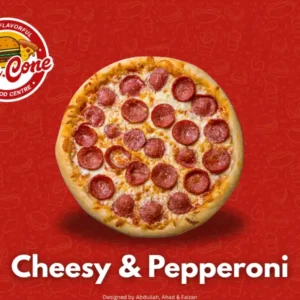 Cheesy and Pepperoni special pizza pan, regular, large and extra-large sizes at Mr Cone