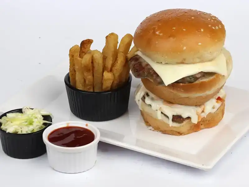 Mighty beef cheese burger Beef Cheese Double Decker Burger